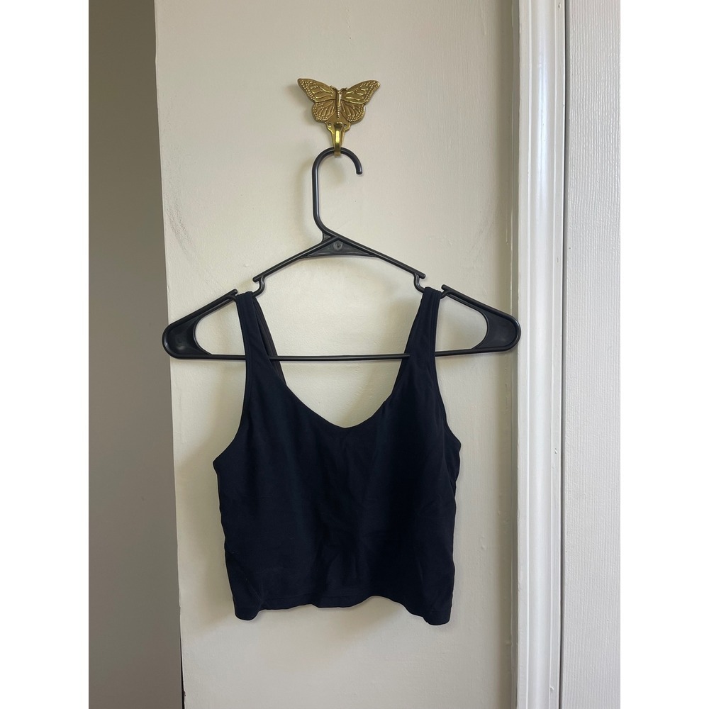 Glo Mode Crop Top Women's S Black V-Neck Built-in Bra Athletic Tank
